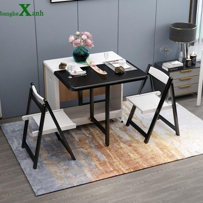 Bộ Bàn Ăn Mầu Đen Trắng Mặt Bàn Dày 2,5CM CAO CẤP