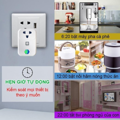 Ổ Cắm Wifi Thông Minh Hunonic SK01 Công Suất Lớn 4000W Điều Khiển Từ Xa Bằng Điện Thoại Thông Qua Wifi