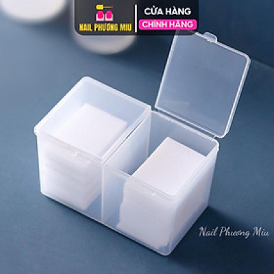 Hộp Đựng Giấy Lau Gel 2 Ngăn Bằng Nhựa Trong, Phụ Kiện Làm Nail Tiện Lợi 7.5x12x6.5cm, Thiết Kế Thông Minh Cho Tiệm Nail Gọn Gàng Chống Bụi