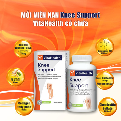 Viên Uống Hỗ Trợ Khớp Gối VITAHEALTH Knee Support Tái Tạo Xương Khớp Sụn Khớp (60 Viên)
