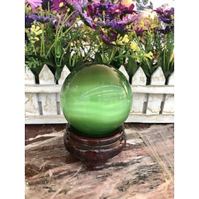 Quả cầu phong thủy đá mắt mèo xanh lá