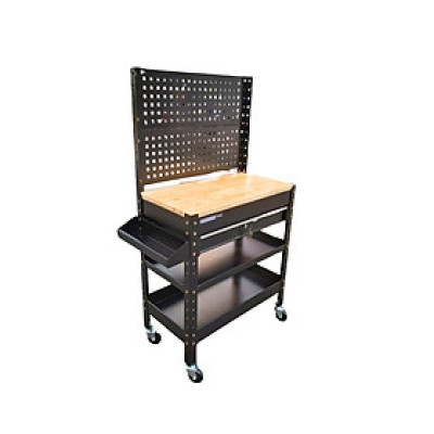 XE ĐẨY DỤNG CỤ 1 NGĂN KÉO CÓ MẶT BÀN BẰNG GỖ VÀ TẤM TREO