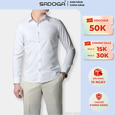  Áo Sơ Mi Trắng Sadoga Dài Tay Regular Fit, Thấm Hút Mồ Hôi, Chất Liệu Cao Cấp T9001