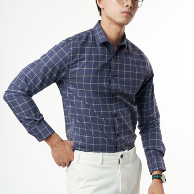 Áo Sơ Mi Caro Melange Nam Cotton Chống Nhăn Tự Nhiên N&M Thương Hiệu NINOMAXX 2110030