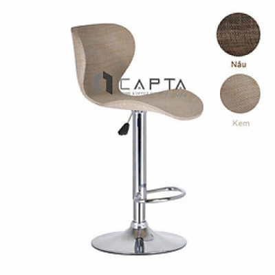 Ghế bar thân Polywood CB2255-W Nội thất Capta Ghế quầy đảo bếp màu kem nâu thân Polywood bọc lưới chân mâm Pen cao thép mạ chrome hcm