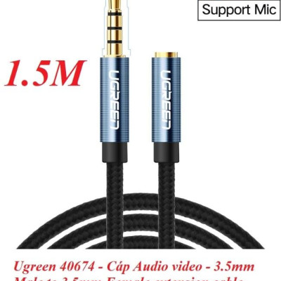 Ugreen UG40674AV118TK 1.5M màu Xanh Cáp âm thanh 3.5mm nối dài đầu nhôm - HÀNG CHÍNH HÃNG