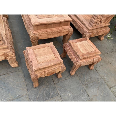 Bộ Bàn Ghế Minh Quốc Voi Đấu 9 món Gỗ hương Đá