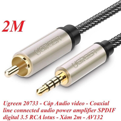 Ugreen UG20733AV132TK 2M chỉ dùng cho tv xiaomi màu Xám Cáp âm thanh bông sen Coaxial sang 3.5mm dương cao cấp - HÀNG CHÍNH HÃNG