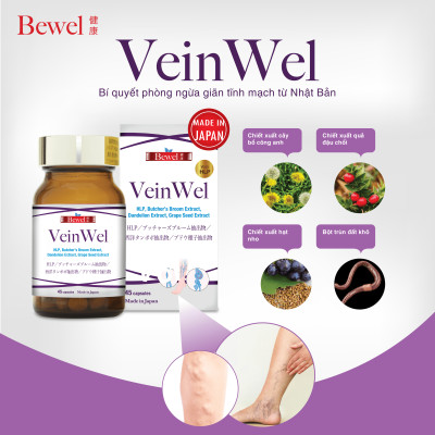 Thực phẩm chức năng hỗ trợ phòng ngừa giãn tĩnh mạch từ Nhật Bản BEWEL VEINWEL