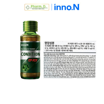 Nước Giải Rượu CONDITION inno.N Hỗ Trợ Giải Rượu Bia Hiệu Quả, Giúp Giải Độc Và Bảo Vệ Gan (75ml x 1 chai, 10 chai)