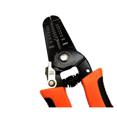 Kìm tuốt dây, kìm tuốt dây điện, kìm chính hãng cao cấp, mũi kìm tròn có chốt gài an toàn khi sử dụng 