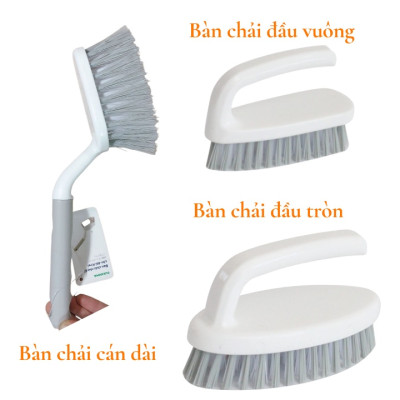 Bàn chải nhà tắm cán dài - đầu tròn - đầu vuông Kirei Inochi