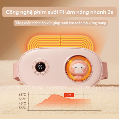 Đai Chườm Nóng Massage Bụng KAW 6 Chế Độ Màn LED Thông Minh, Giảm Đau Bụng Kinh Nhanh Chóng, Làm Ấm Vùng Bụng Vùng Lưng