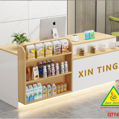 Quầy tính tiền, Bàn thu ngân cho cửa hàng tiện lợi, siêu thị mini QTT432 - NỘI THẤT LẮP RÁP VIENDONGADV