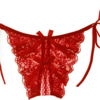 Quần lót nữ xẻ đáy đính nơ - Màu đỏ