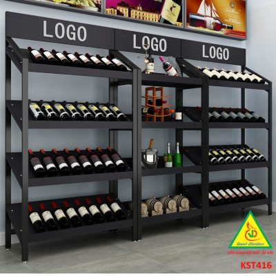 Kệ trưng bày sản phẩm, hàng hóa , kệ trang trí khung sắt mặt gỗ KST416- Nội thất lắp ráp Viễn Đông Adv