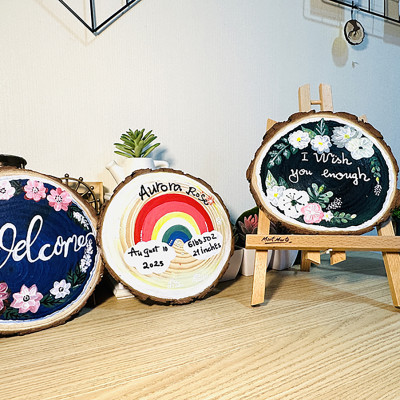 Tranh Vẽ Tay Trên Gỗ Aurora Rose Decor Trang Trí Quán Cà Phê Resort Handmade Độc Bản