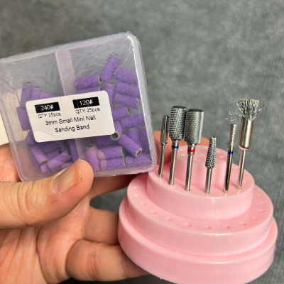 Combo 5 Đầu Mài Titan Kèm 50 Nhám Tím Mini 120/240 Tặng Chổi Vệ Sinh Đầu Mài Chuyên Dùng Làm Nail Cá Nhân phá gel