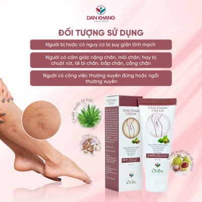 Kem Thoa Giảm Sưng Đau, Tê Phù, Chuột Rút Do Suy Giãn Tĩnh Mạch Vascovein Dân Khang - Tuýp 50g