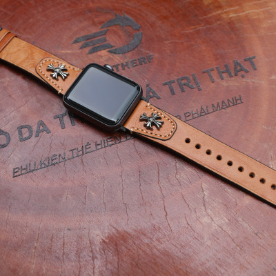 Dây da thay thế dành cho đồng hồ Apple Watch Da Bò Pullup Rivet chữ thập Khóa Thép 316L Dành Cho Series SE 7| 6 | 5 | 4 | 3 | 2 | 1 - Hàng chính hãng
