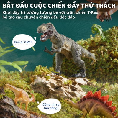 Mô hình khủng long mini cao su mềm 24 con Mideer Dinosaur Toys Set, jurassic world T-rex spinosaurus