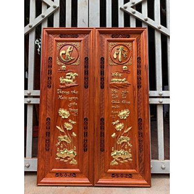 Tranh câu đối cha mẹ bằng gỗ hương đỏ kt 37×107×3cm