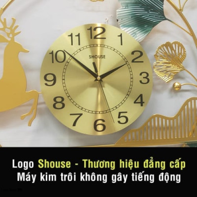 Đồng Hồ Treo Tường Trang Trí Decor  DH11 kim trôi quartz hoa mai vàng nội thất cỡ lớn