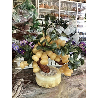 Cây tài lộc hồ lô phong thủy đá ngọc hoàng long - Cao 34 cm