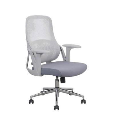 Ghế làm việc dành cho nhân viên màu xám CE4561-2M Nội thất Capta Lưng lưới nệm vải màu xám chân xoay thép mạ chrome nâng hạ gật gù Offical Chair HCM