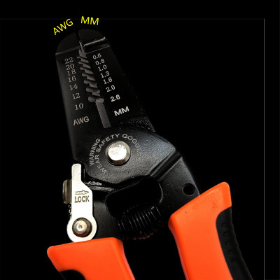 Kìm tuốt dây, kìm tuốt dây điện, kìm chính hãng cao cấp, mũi kìm tròn có chốt gài an toàn khi sử dụng 