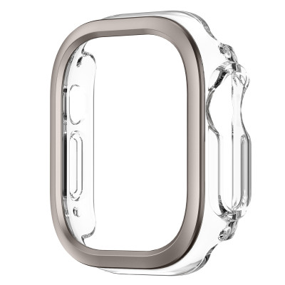 Ốp Case PC Trong Suốt Viền Màu cho Apple Watch Ultra 1/2 49mm - Hàng Chính Hãng
