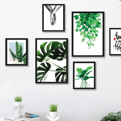 Tranh treo tường phòng khách- tranh treo tường phòng làm việc -tranh treo tường phòng họp - tranh treo tường khách sạn - bộ 6 tranh treo tường lá tropical-Tặng kèm đinh 3 chân