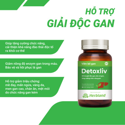 Viên uống thải độc gan Detoxliv Glutathion 98% hộp 1 lọ 30 viên