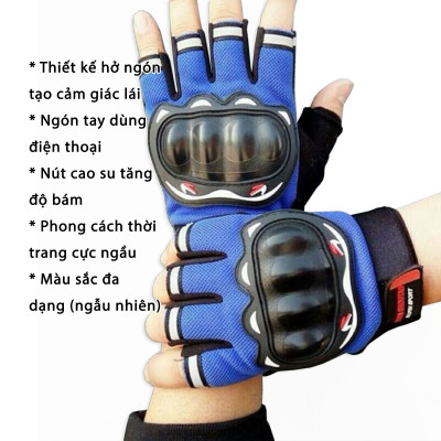 Bao Găng Tay Thể Thao Hở Ngón KhoNCC Hàng Chính Hãng - Đi Phượt Tạo Cảm Giác Lái - An Toàn Trên Nẻo Đường - KDHS-4956-GTSM (Xanh, Đỏ)