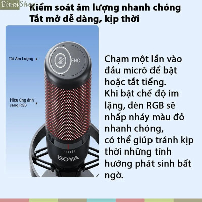 BOYA K3 / K7 / K9 - Micro Condenser USB, Sử Dụng Hiệu Ứng Ánh Sáng RGB Cho Streamer, Podcast, Giảng Dạy Trực Tuyến - Hàng chính hãng