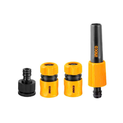 Bộ khớp 5 chi tiết nối nhanh ống nước tưới cây, cấp nước cho máy rửa xe INGCO HHCS05122 kết nối với ống nhựa dẻo PVC phi 16mm, 18mm