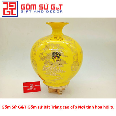 Bóng hút tài lộc 4 mùa sung túc vẽ vàng kim Gốm Sứ G&T