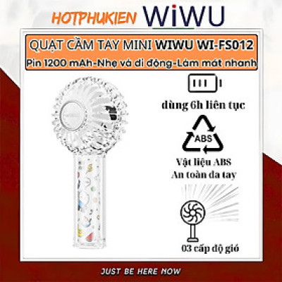 Quạt cầm tay turbo mini siêu mát Pin trâu 1200 mAh, nhỏ gọn linh hoạt hiệu WlWU WI-FS012 - 03 chế độ gió, dùng liên tục 6h, thiết kế đẹp, bền - hàng nhập khẩu