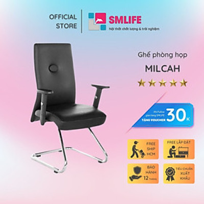 Ghế phòng họp chân quỳ inox bọc da SMLIFE Milcah