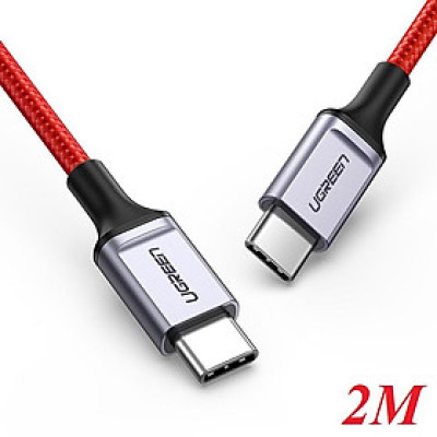 Ugreen UG70296US294TK 2M 60w màu đỏ cáp usb 2 đầu type C hỗ trợ sạc nhanh đầu bọc nhôm chống nhiễu - HÀNG CHÍNH HÃNG