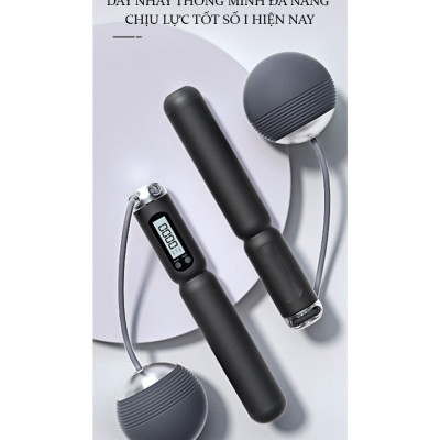 Dây Nhảy Thể Thao Lõi Thép Cao Cấp Teement Tự Động Đếm Số, Tích Hợp Đo Calo, Quãng Đường, Độ Dài Dây Tùy Chỉnh, Chiều Dài 3m, Trục Xoay 360 Độ  - Kèm Bóng Xoay, Tạ Điều Chỉnh Khối Lượng - Hàng Chính Hãng