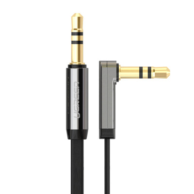 Dây Audio UGREEN 3.5mm dẹt, mạ vàng 1 đầu vuông 90 dài 5m TPE AV119 10729 (Đen) - Hàng Chính Hãng.