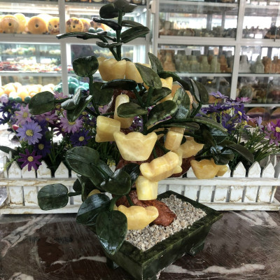 Cây tài lộc thỏi vàng phong thủy đá thạch anh vàng - Cao 35 cm