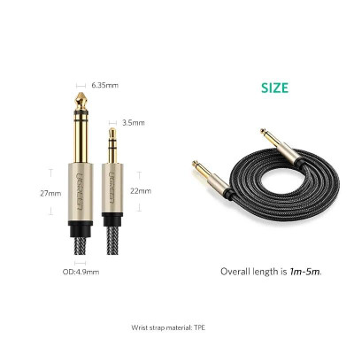 Ugreen UG40804AV127TK 2M màu Đen Cáp âm thanh 3.5mm sang 6.5mm cao cấp - HÀNG CHÍNH HÃNG