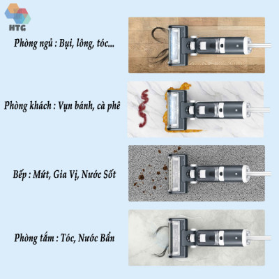 Máy hút bụi lau sàn nhà Sawadaki FG3616 khô và ướt, tự động giặt giẻ, pin rời 5000mAh, hàng chính hãng