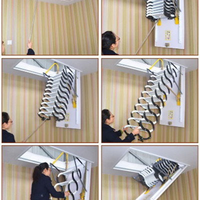 Thang gác mái ốp trần thông minh xếp gọn dễ dàng Chính hãng NIKITA 2024