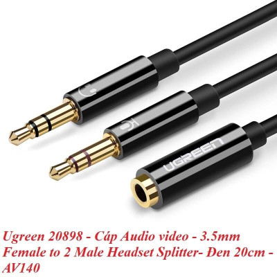 Ugreen UG20898AV140TK 20CM màu Đen Dây chuyển âm thanh 3.5mm âm sang Jack Mic + Loa dương - HÀNG CHÍNH HÃNG