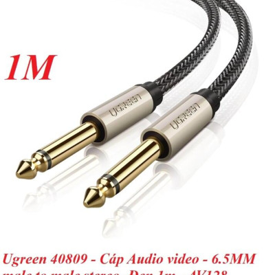 Ugreen UG40809AV128TK 1M màu Đen Cáp âm thanh 2 đầu 6.5mm dương cao cấp - HÀNG CHÍNH HÃNG