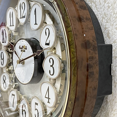 Đồng hồ treo tường RHYTHM 4MH828WD23 - Nâu , Kích thước 38.5 x 38.5 x 11.5cm (Magic Motion Clocks)