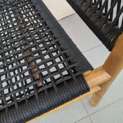 Ghế Nana gỗ keo lưng ôm đan dây rope